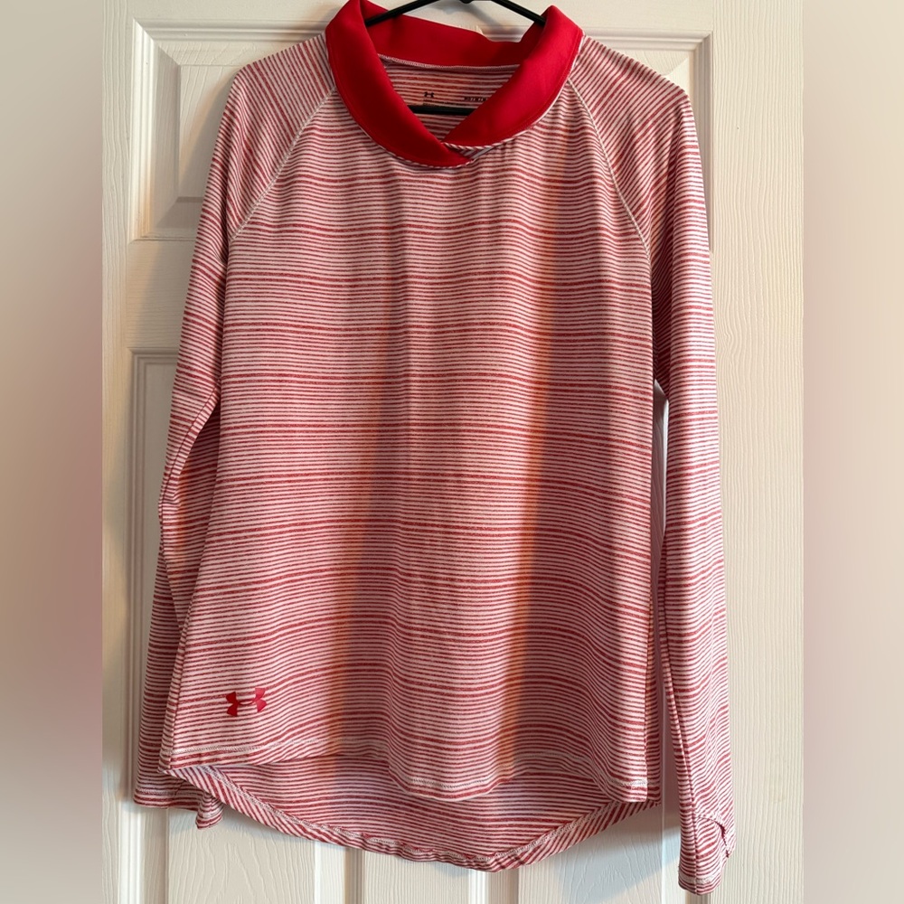 Under Armour Red and White Striped Shirt